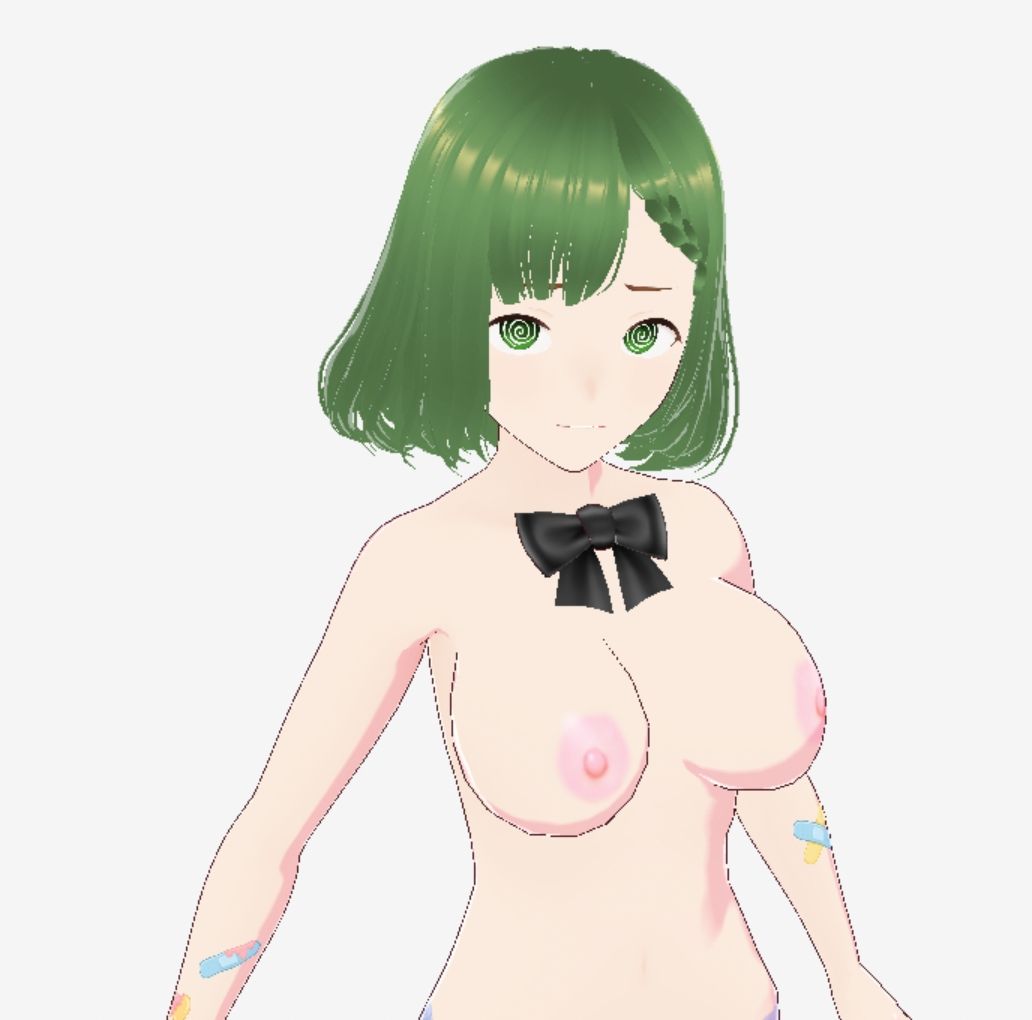 緑色の髪の毛と洋服を着たお姉さん（セリフなし 3DCGモデル イラスト集）