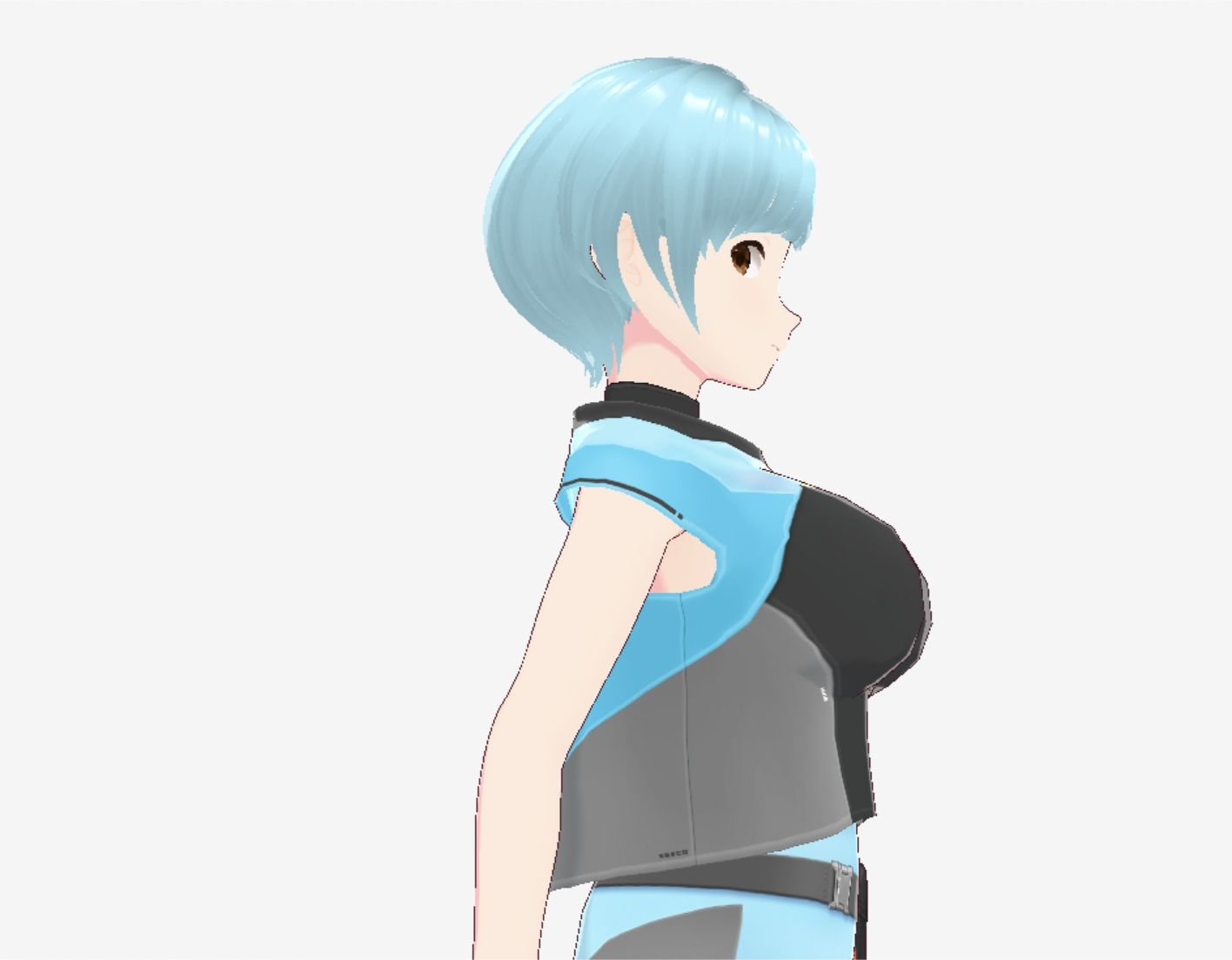 水色ヘアーのショートカットのお姉さん(セリフなし 3DCGモデル イラスト集)