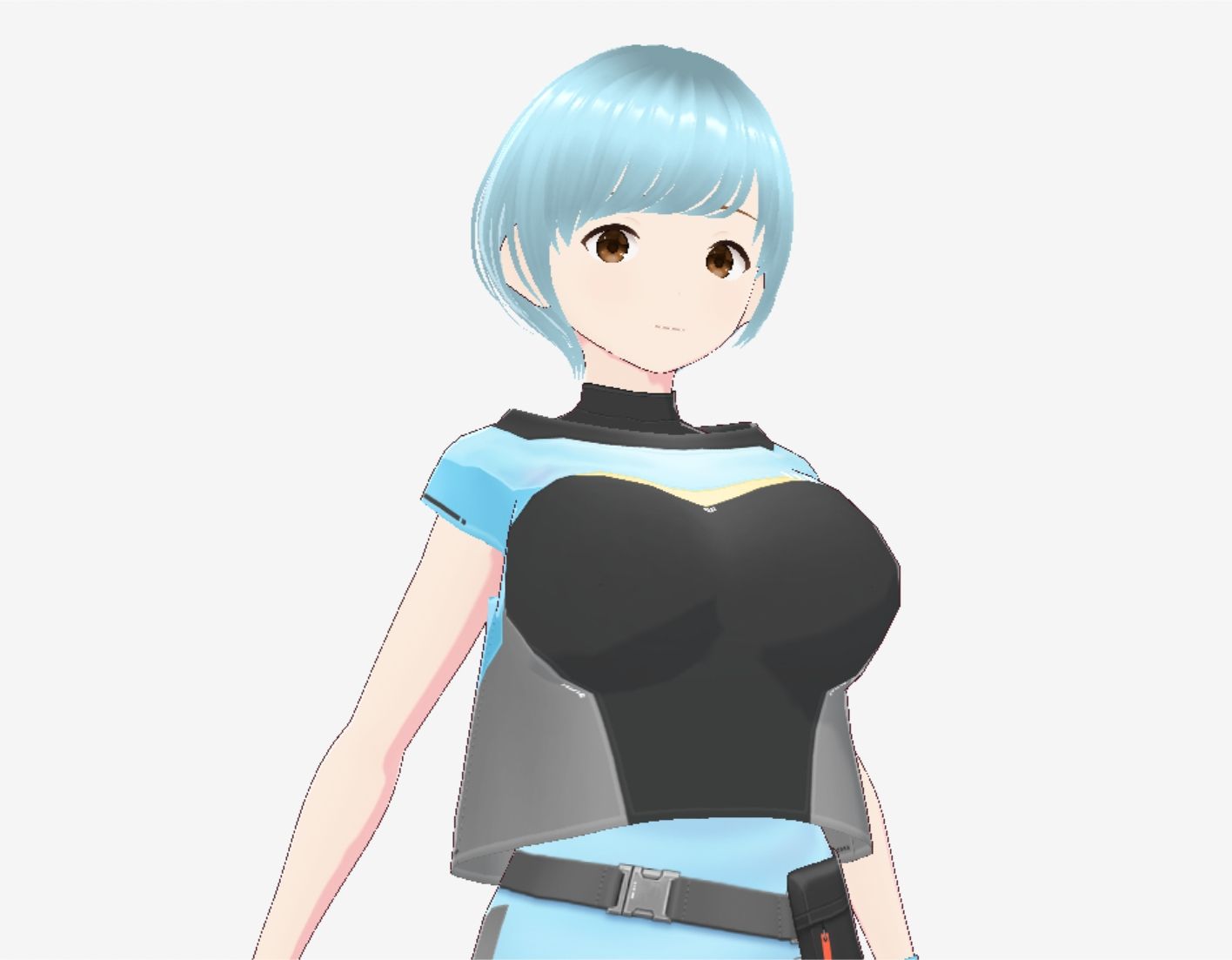 水色ヘアーのショートカットのお姉さん(セリフなし 3DCGモデル イラスト集)