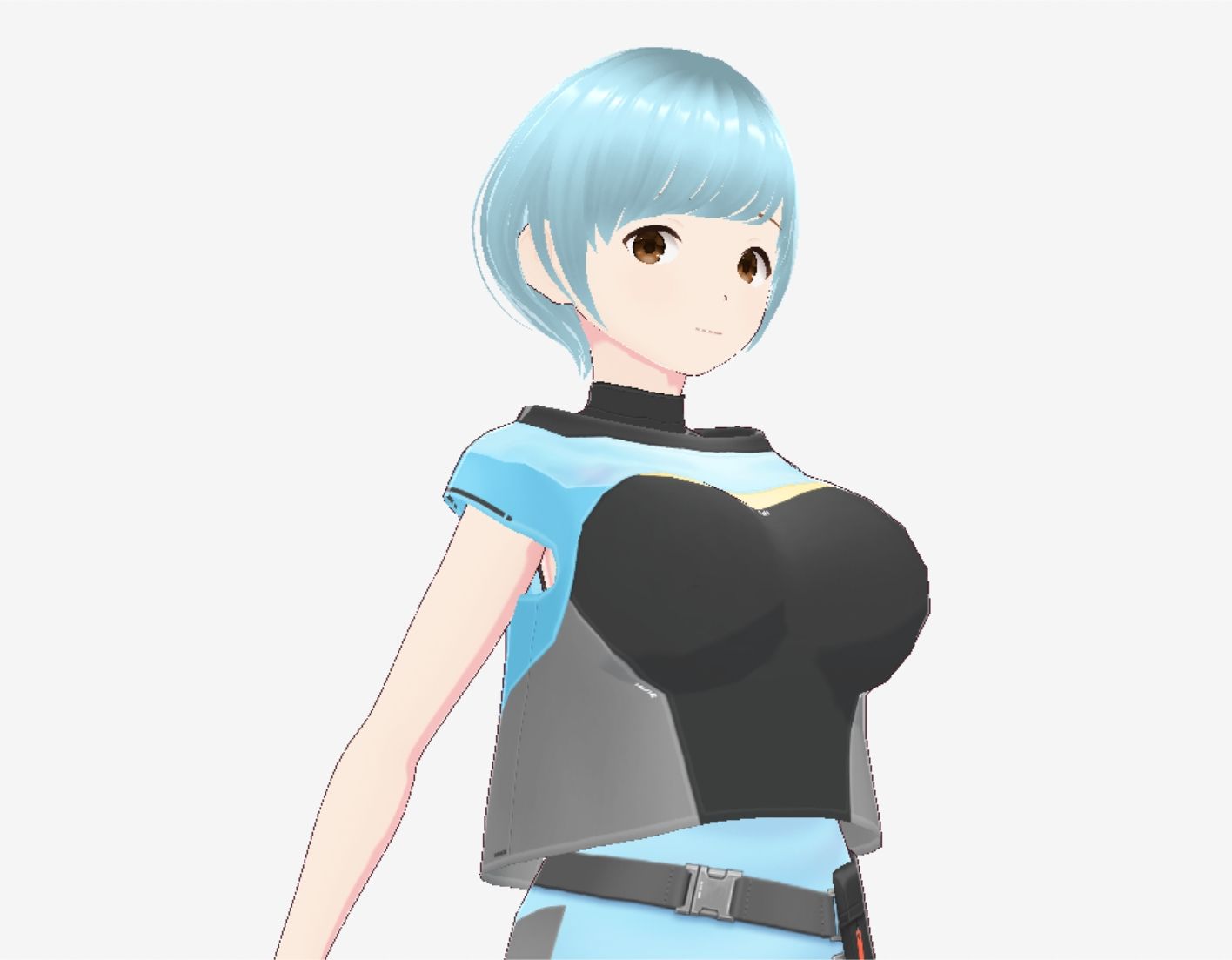 水色ヘアーのショートカットのお姉さん(セリフなし 3DCGモデル イラスト集)