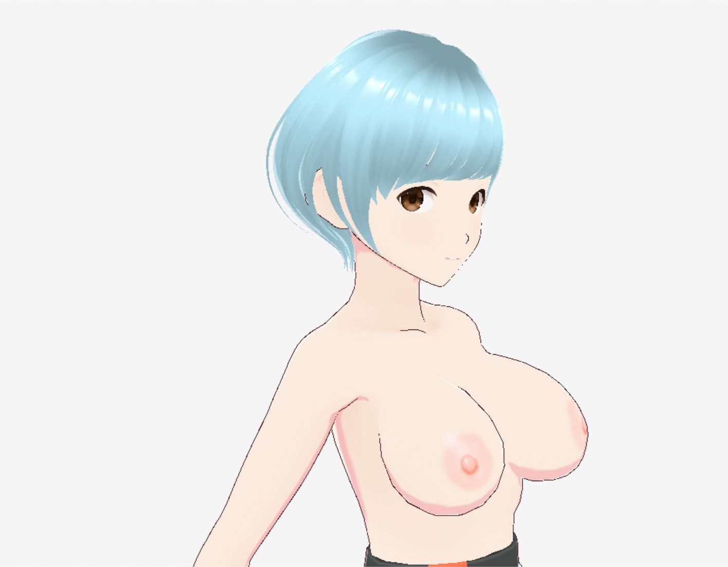 水色ヘアーのショートカットのお姉さん(セリフなし 3DCGモデル イラスト集)