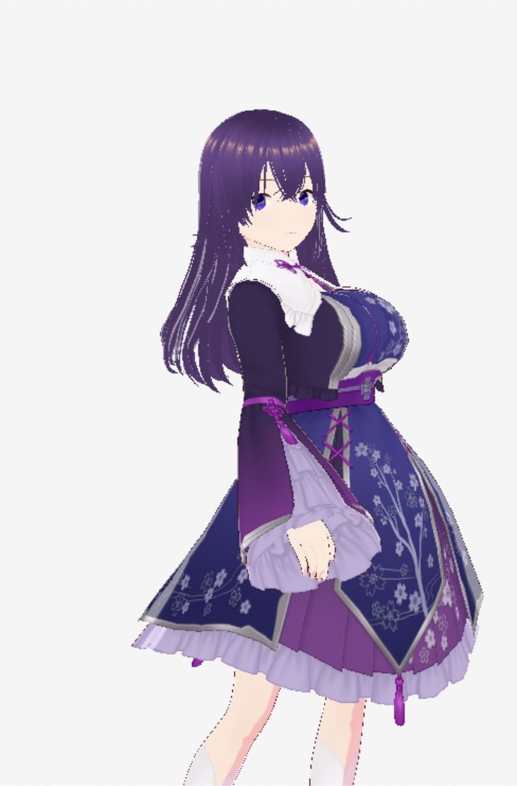 和柄の洋風ドレスの巨乳美女（セリフなし 3DCGモデル イラスト集）