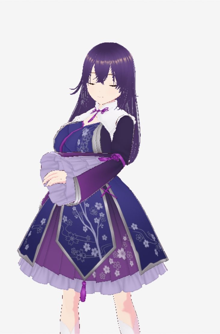 和柄の洋風ドレスの巨乳美女（セリフなし 3DCGモデル イラスト集）