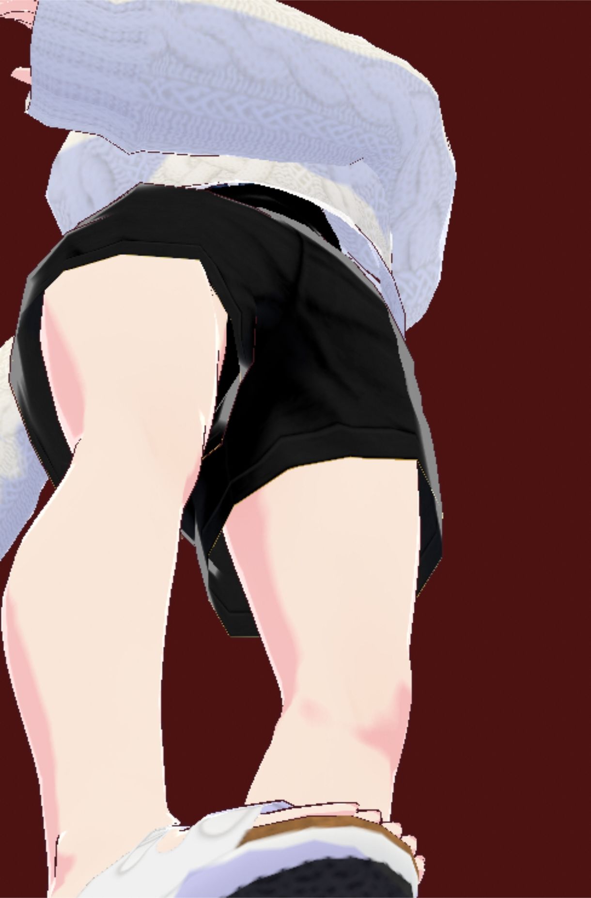 白いタートルネックセーターに黒いショートパンツのお姉さん（セリフなし 3DCGモデル イラスト集）