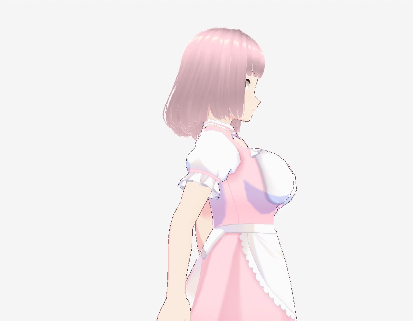 ピンク色の衣装を着たメイド風美女（セリフなし 3DCGモデル イラスト集）