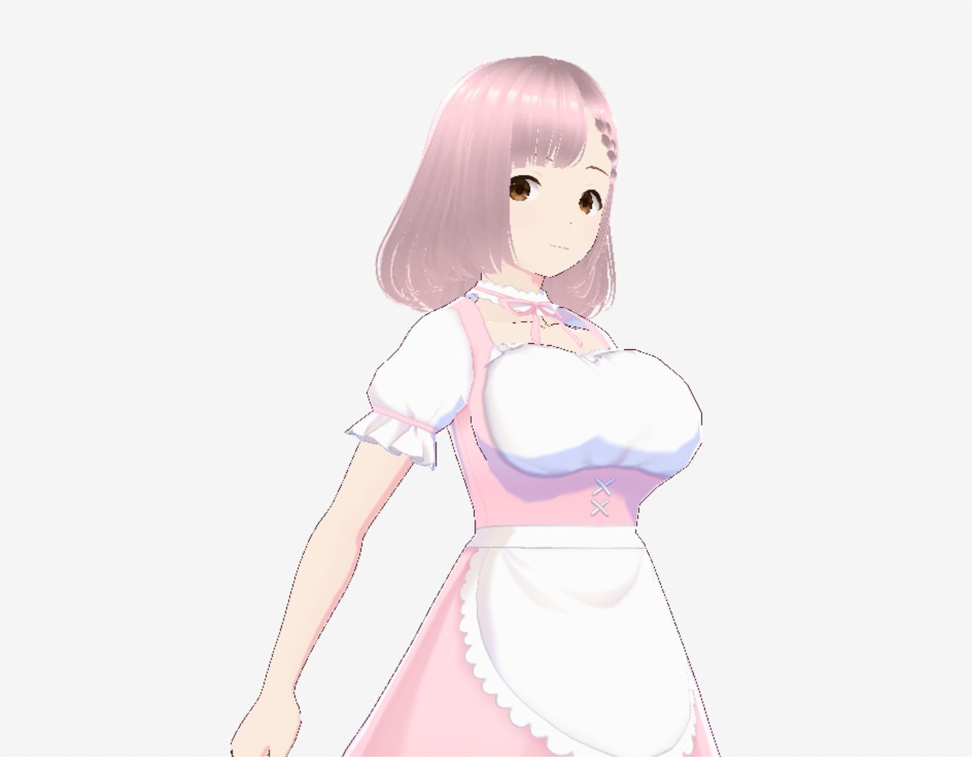 ピンク色の衣装を着たメイド風美女（セリフなし 3DCGモデル イラスト集）