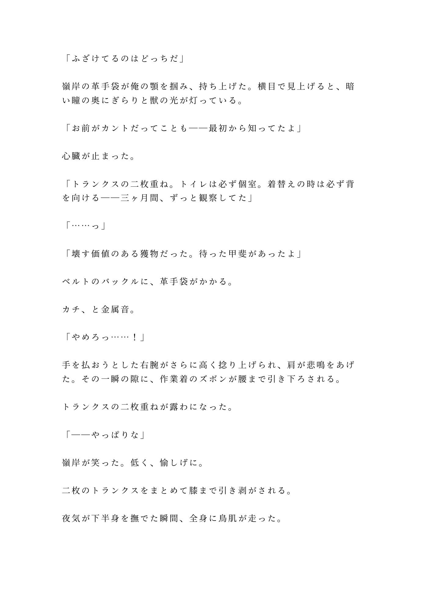 潜入捜査三ヶ月目の夜、正体を暴かれたカントボーイ刑事が元マフィア情報屋に口止め料として四回中出しされ自分から疼き出す話