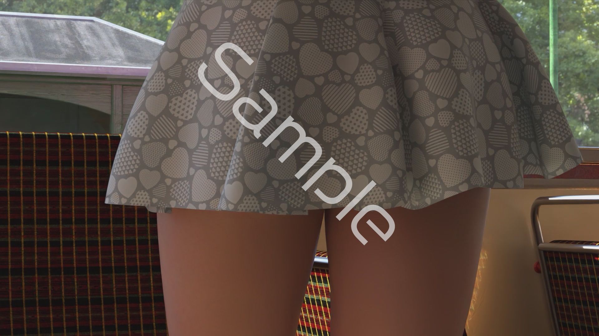 一ノ瀬廻里・私服登校日の通学途中のバス内でスカート内逆さ撮り盗撮の被害に遭う:PV09（サテン地ピンク水玉フルバックパンティ）