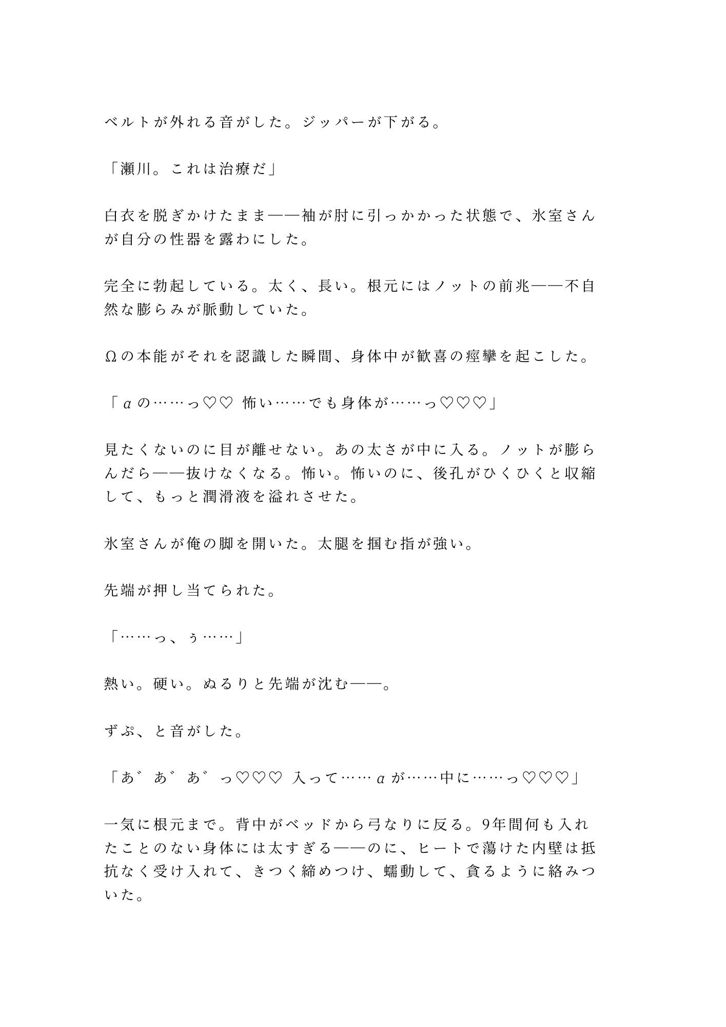 ヒート抑制剤の天才開発者αが密閉実験室で抑制剤の切れたΩ新入社員を研究データと言い訳しながら本能に呑まれ番を刻む話
