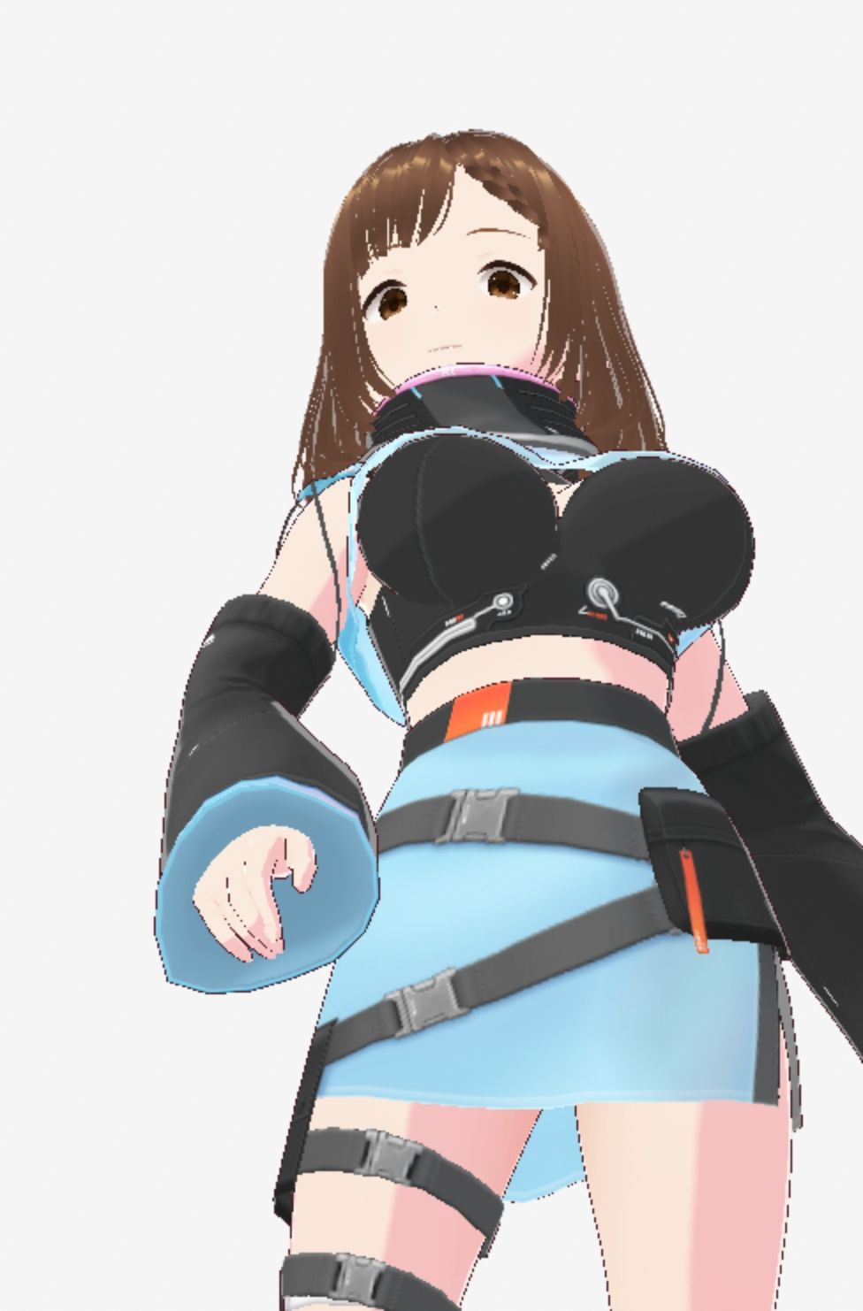 未来から来たような水色の服の巨乳のお姉さん（セリフなし 3DCGモデル イラスト集）
