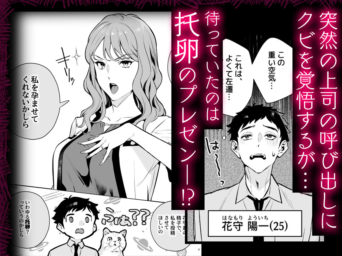 托卵契約 いつも真面目な美人上司（人妻）が、なぜか托卵を迫ってきたので遠慮なく孕ませたった。