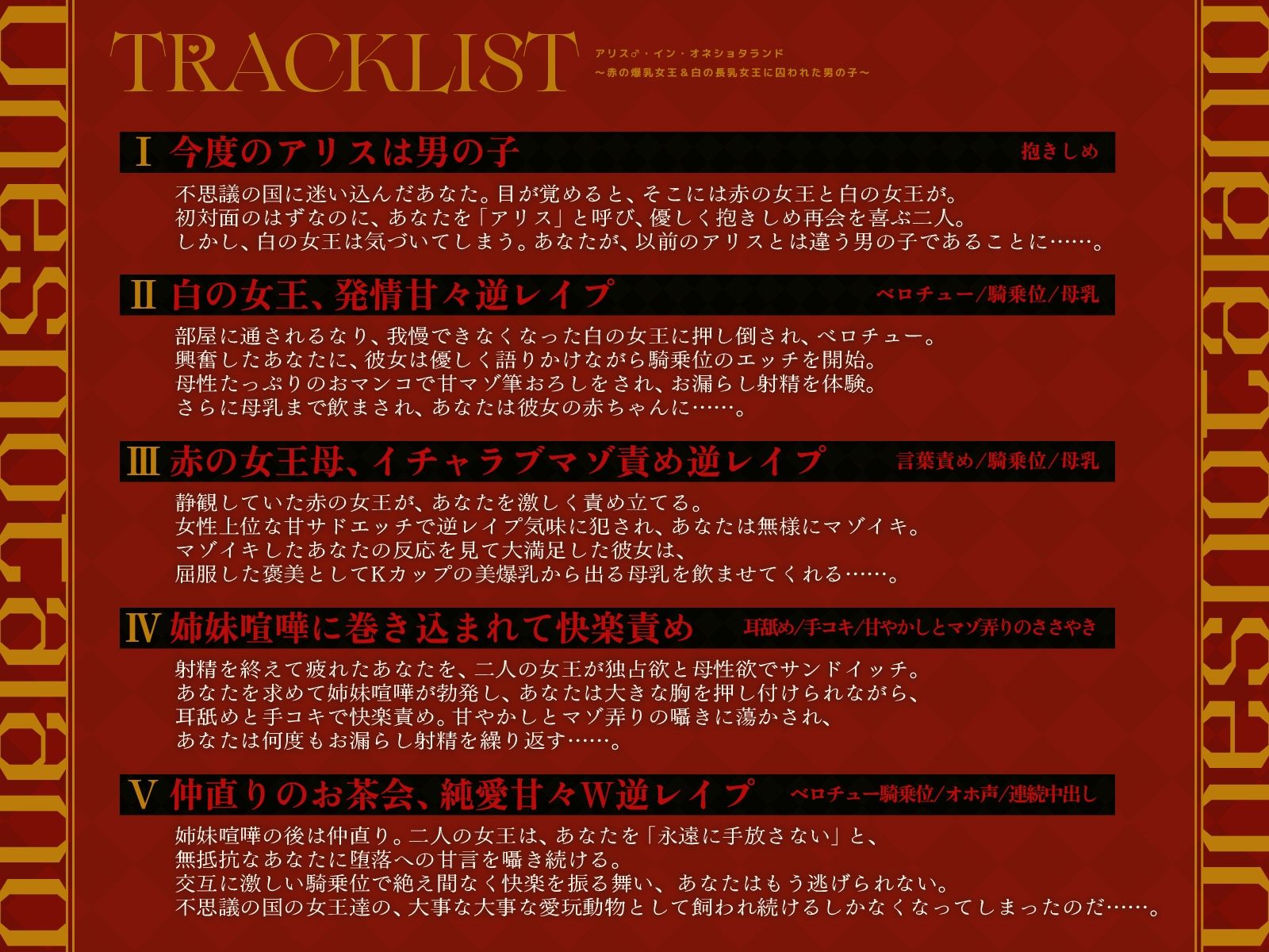 アリス♂・イン・オネショタランド〜赤の爆乳女王＆白の長乳女王に囚われた男の子〜【KU100収録】