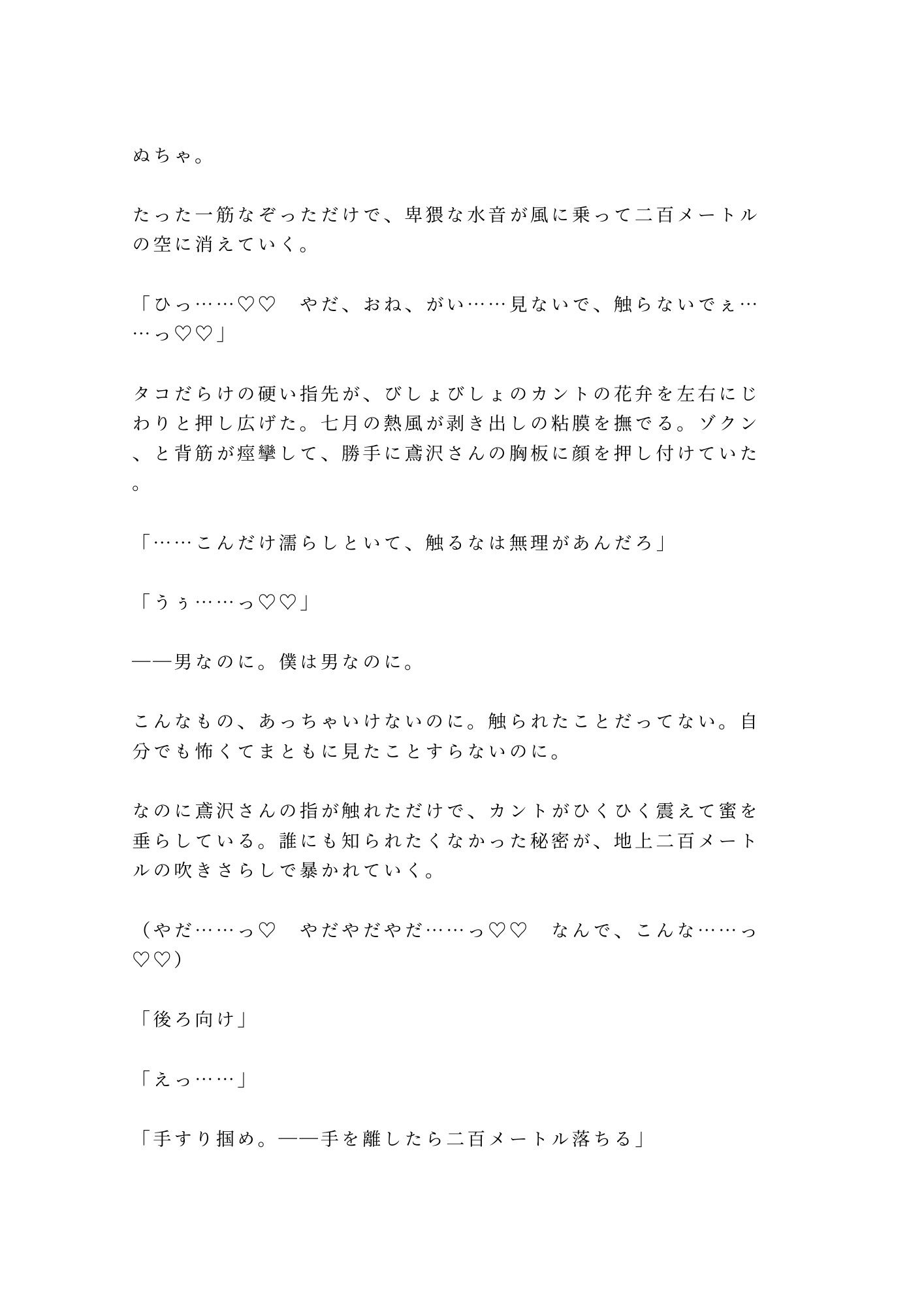 地上200mのゴンドラで高所恐怖症がバレた新人が逃げられないまま日焼け職人に四回中出しされた話