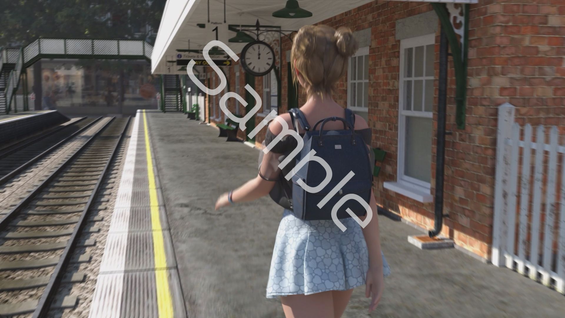 一ノ瀬廻里・私服登校日の通学途中の駅の階段でスカート内逆さ撮り盗撮の被害に遭う:PV02（黒サテン地ピンク水玉パンティ）