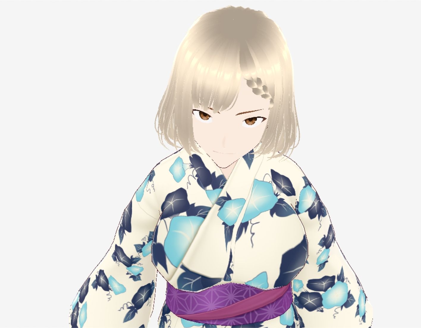 金髪の浴衣の和風美女（セリフなし 3DCGモデル イラスト集）