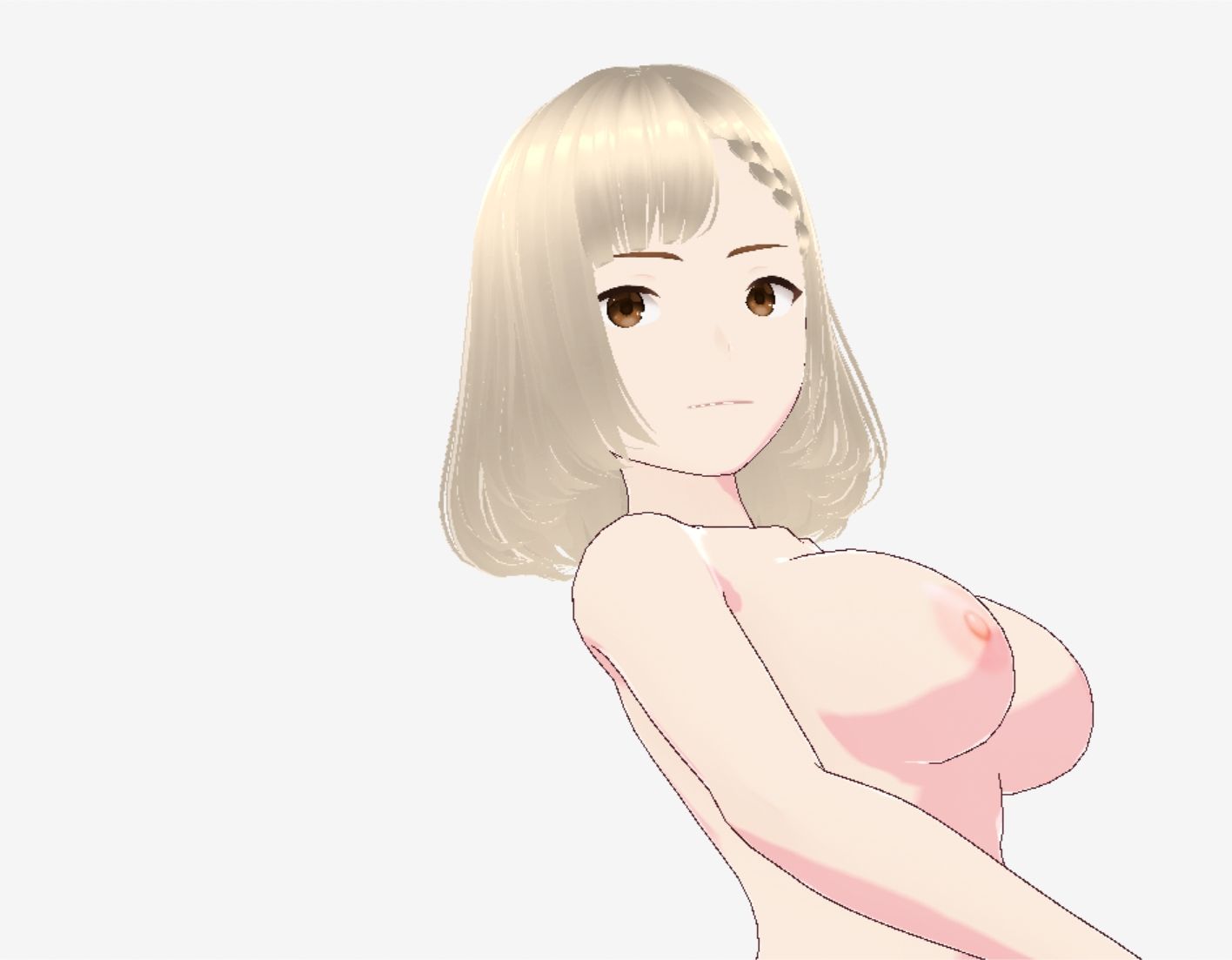 金髪の浴衣の和風美女（セリフなし 3DCGモデル イラスト集）