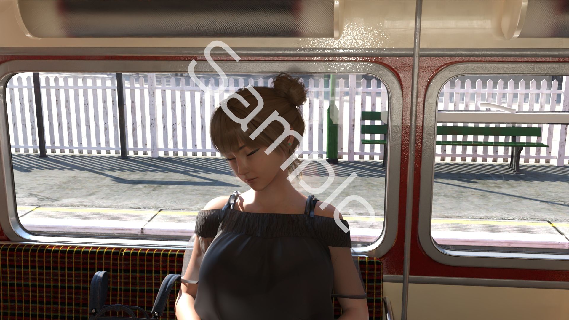 一ノ瀬廻里・私服登校日の通学途中のバス内でスカート内盗撮の被害に遭う:居眠り版PV06NP（のーぱん★パンティ履いてない）