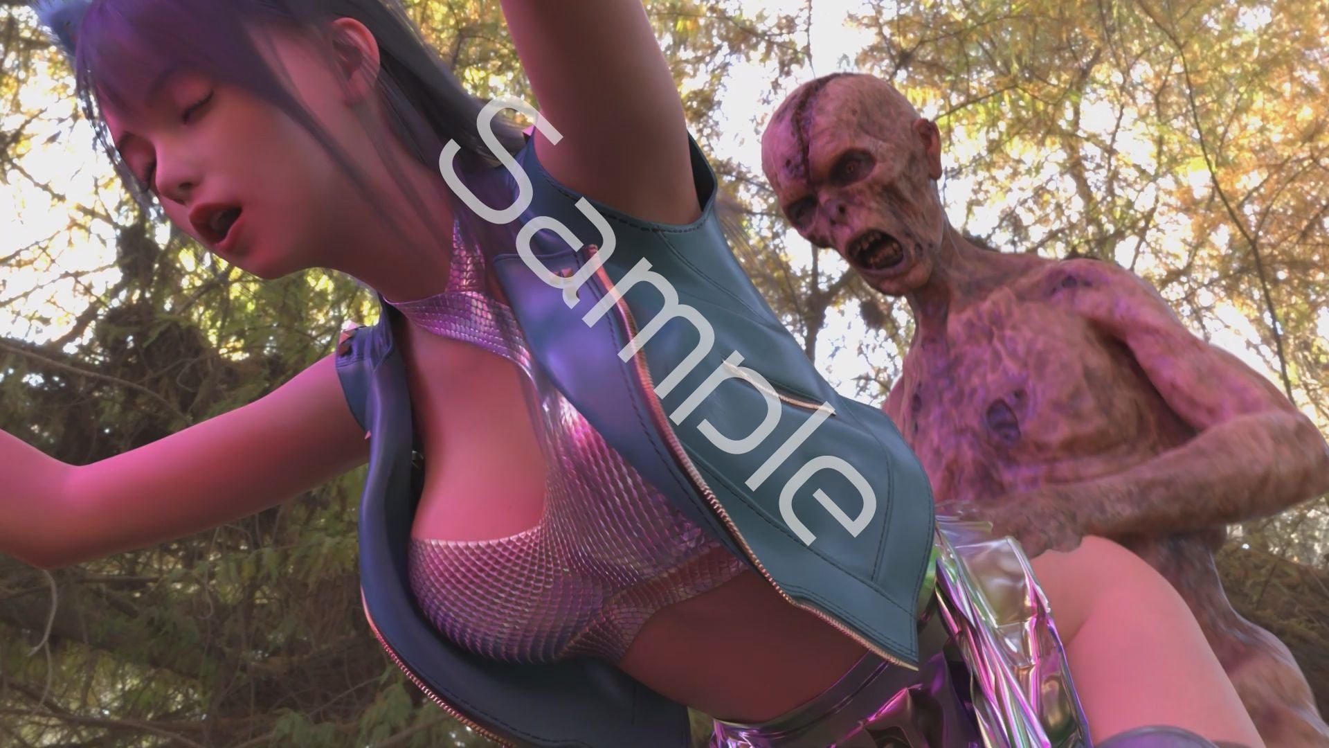 【△100】沙耶が主人公のMMORPG『編隊コレクション:Re』ゲーム動画（Vol.09:ゾンビの集団によるレ○プ被害に遭ってしまう:立ちバック）