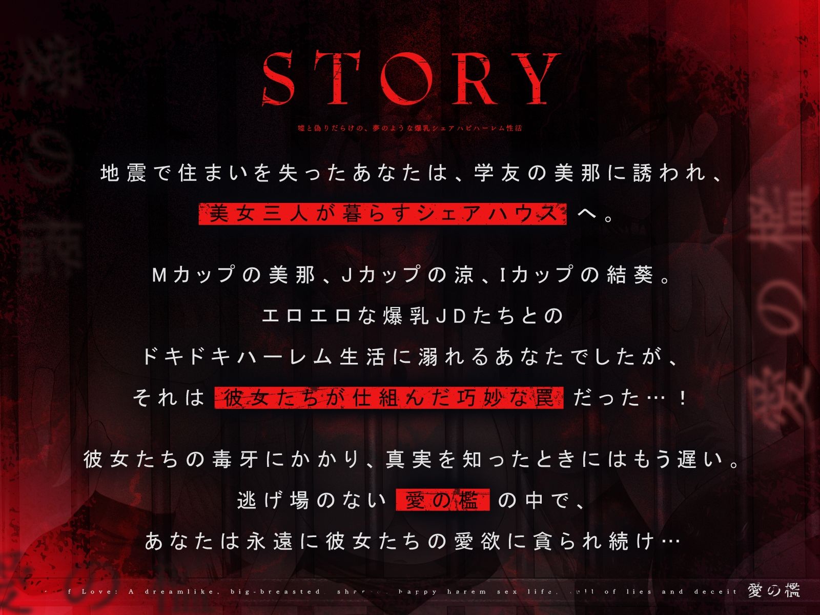 【1周年記念＊ロング作品】愛の檻〜嘘と偽りだらけの、夢のような爆乳シェアハピハーレム性活〜【KU100収録】