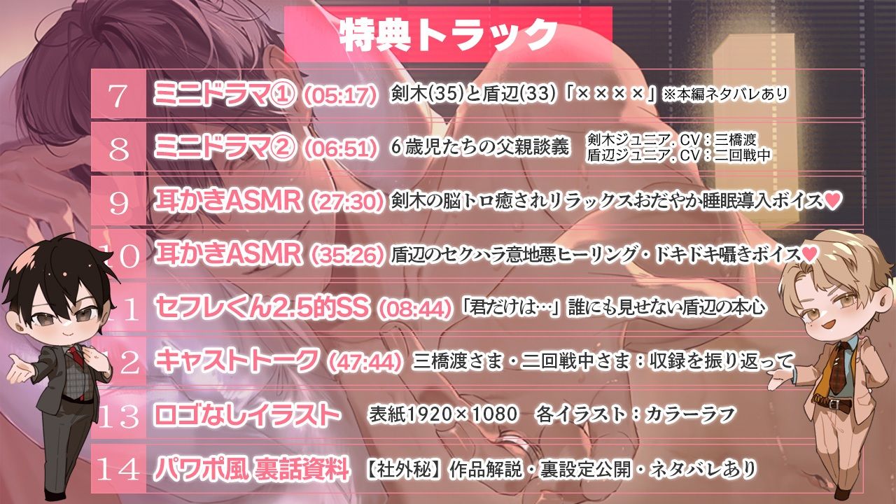 真面目系クズ★モブレくん〜良識あるクズ、むたび〜【離婚危機と2人の剣木】ジ〇ニアSS/剣木と盾辺の耳かきASMR/セフレくん2.5同梱