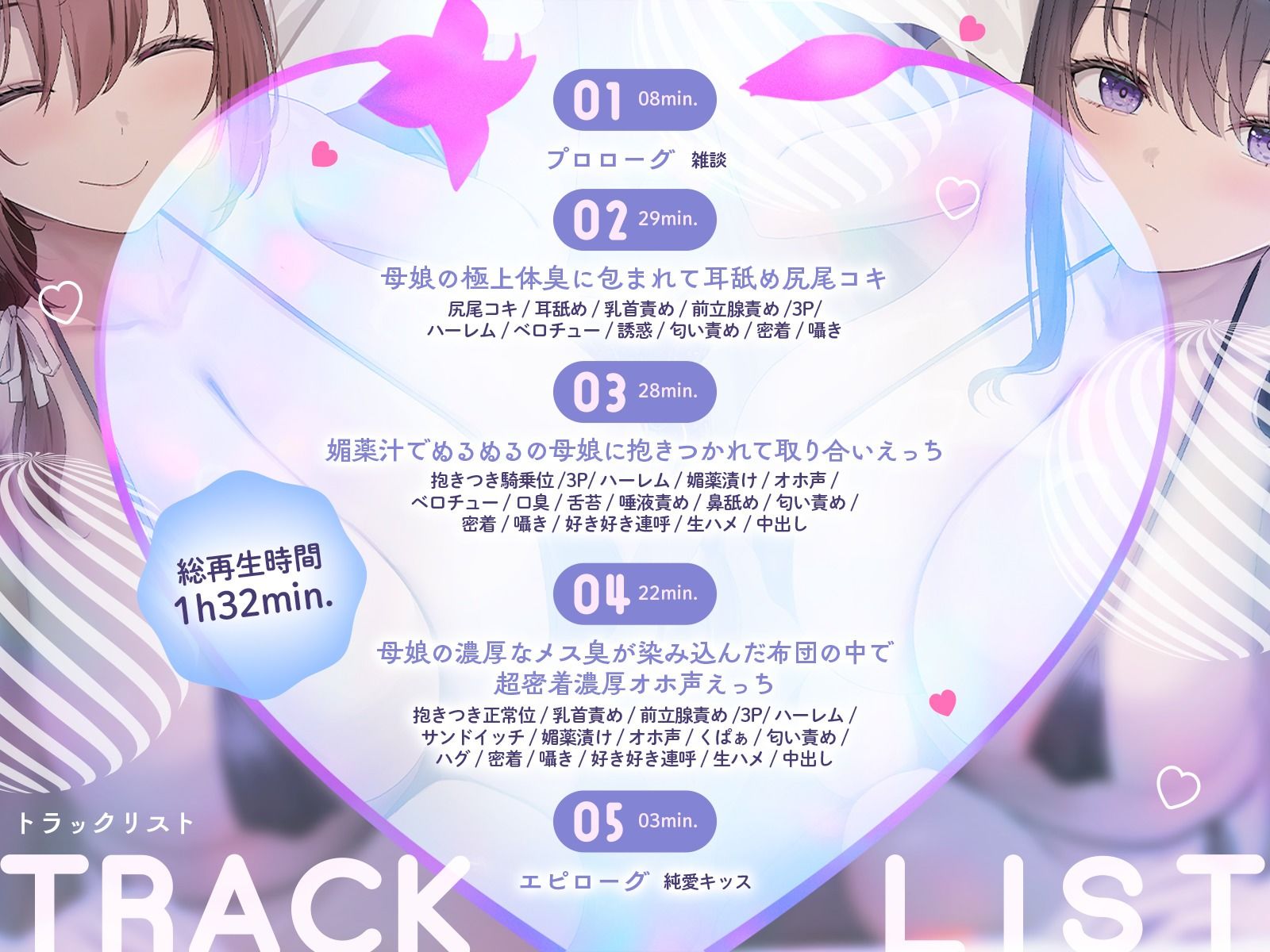 下品なダウナーサキュバス母娘の濃厚なメス臭が染み込んだ布団の中で超密着濃厚オホ声えっち