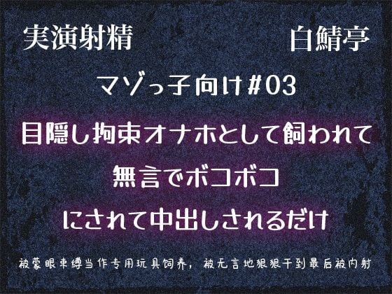 【マゾっ子向け＃03】目隠し拘束オナホとして飼われて無言でボコボコにされて中出しされるだけ【実演射精】