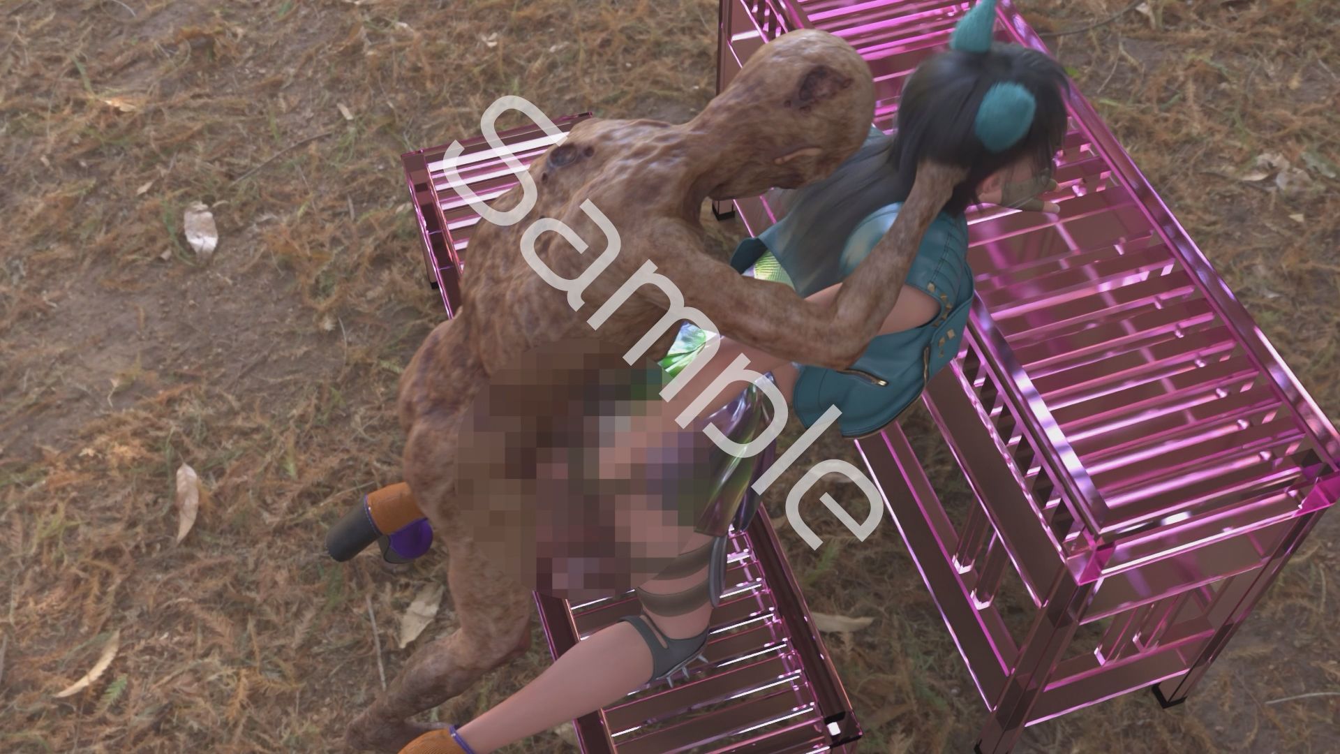 【△100】沙耶が主人公のMMORPG『編隊コレクション:Re』ゲーム動画（Vol.24:ゾンビの集団によるレ○プ被害に遭ってしまう:「頭を掴んで後ろからファック」でおっぱい丸出し）