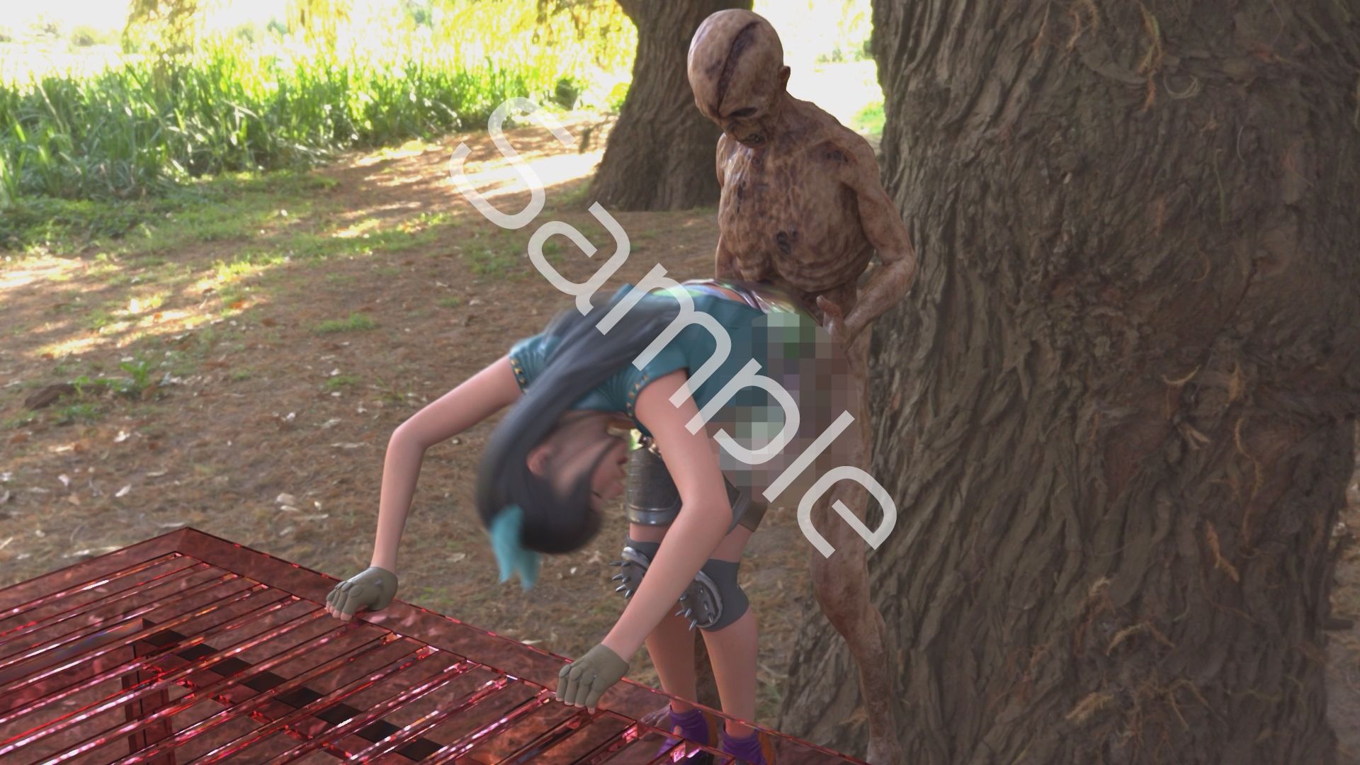 【△100】沙耶が主人公のMMORPG『編隊コレクション:Re』ゲーム動画（Vol.25:ゾンビの集団によるレ○プ被害に遭ってしまう:「スパンキング付き立ちバック」でおっぱい丸出し）