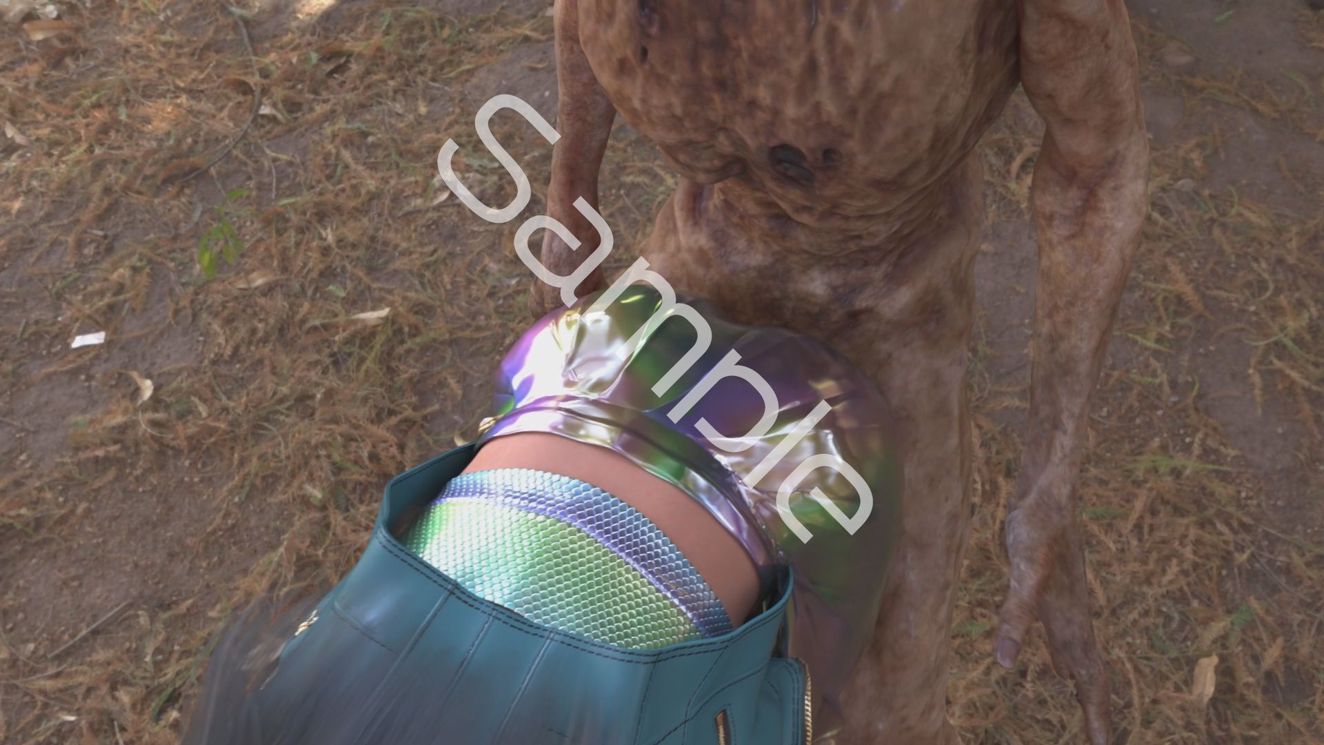 【△100】沙耶が主人公のMMORPG『編隊コレクション:Re』ゲーム動画（Vol.25:ゾンビの集団によるレ○プ被害に遭ってしまう:「スパンキング付き立ちバック」でおっぱい丸出し）