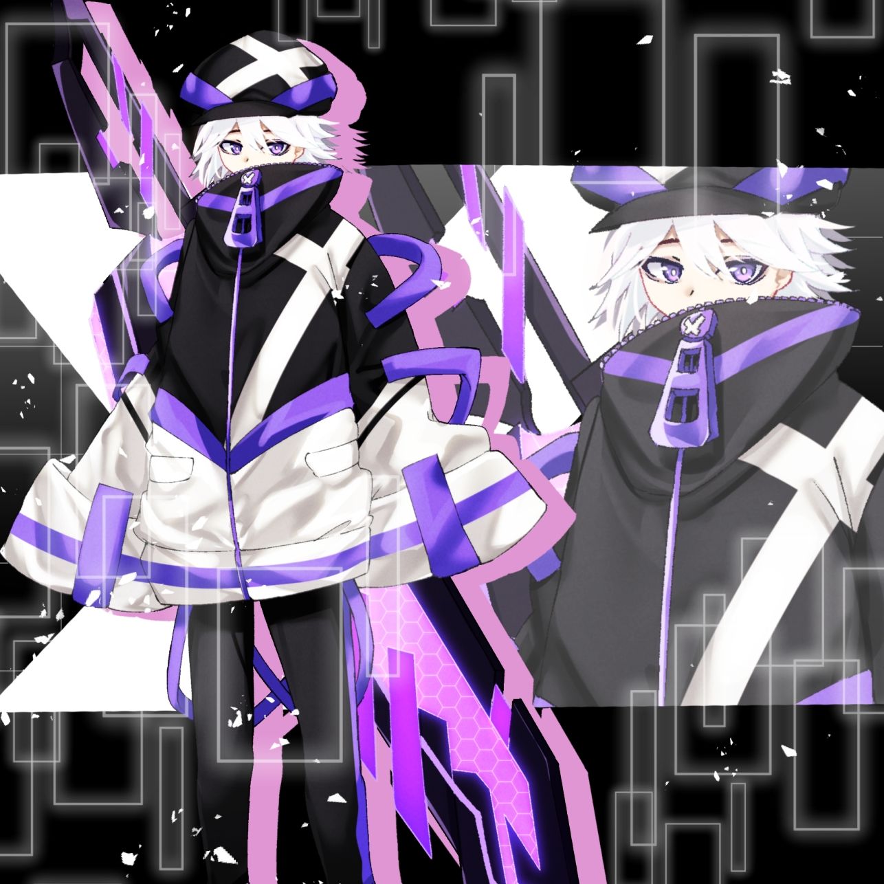 立ち絵素材 サイバーパンク風の少年