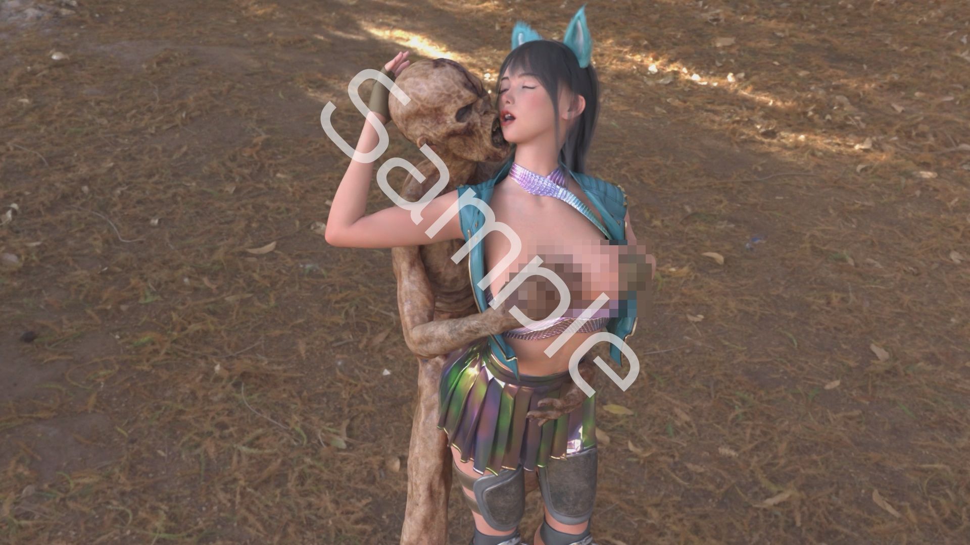 【△100】沙耶が主人公のMMORPG『編隊コレクション:Re』ゲーム動画（Vol.29:ゾンビの集団によるレ○プ被害に遭ってしまう:「無理キス★背面立位挿入」でおっぱいモミモミ）