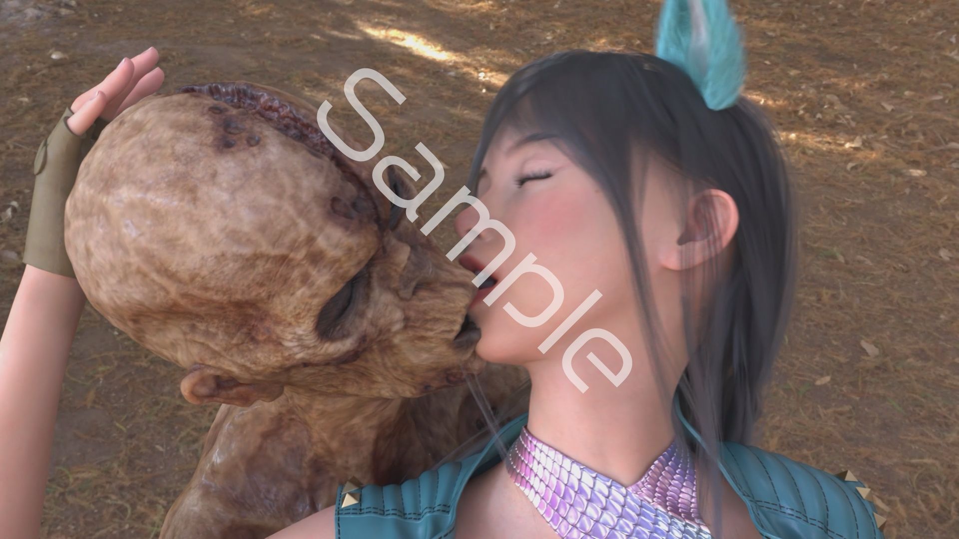 【△100】沙耶が主人公のMMORPG『編隊コレクション:Re』ゲーム動画（Vol.29:ゾンビの集団によるレ○プ被害に遭ってしまう:「無理キス★背面立位挿入」でおっぱいモミモミ）