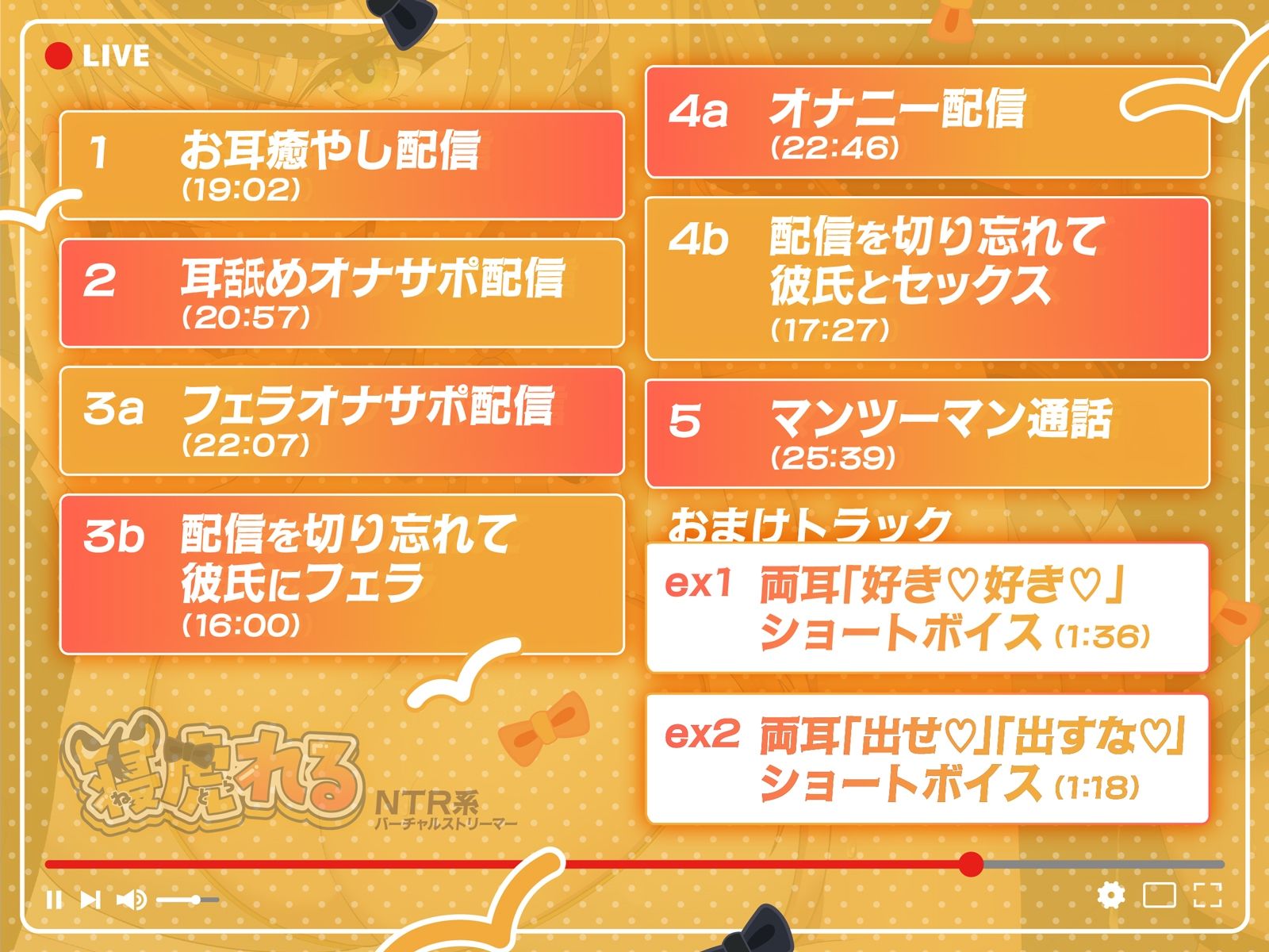 【早期購入特典付き】NTR系バーチャルストリーマー寝虎れる〜配信を切り忘れた清楚系（？）ASMR配信者のオモテとウラ〜【KU100】
