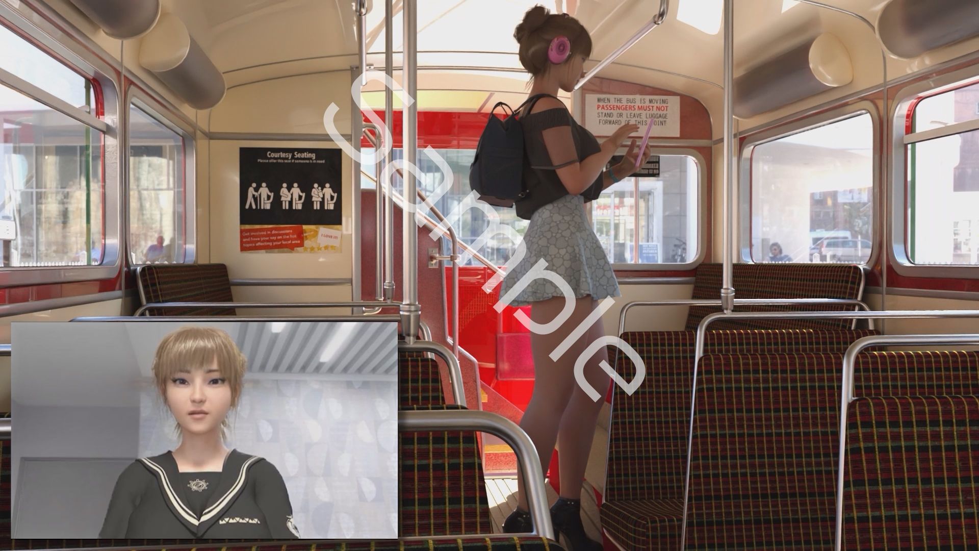 【▲100】一ノ瀬廻里・私服登校日にスカート内を逆さ撮りされた自分のパンチラ盗撮被害動画の確認を強いられる（サテン地シマシマパンティ）