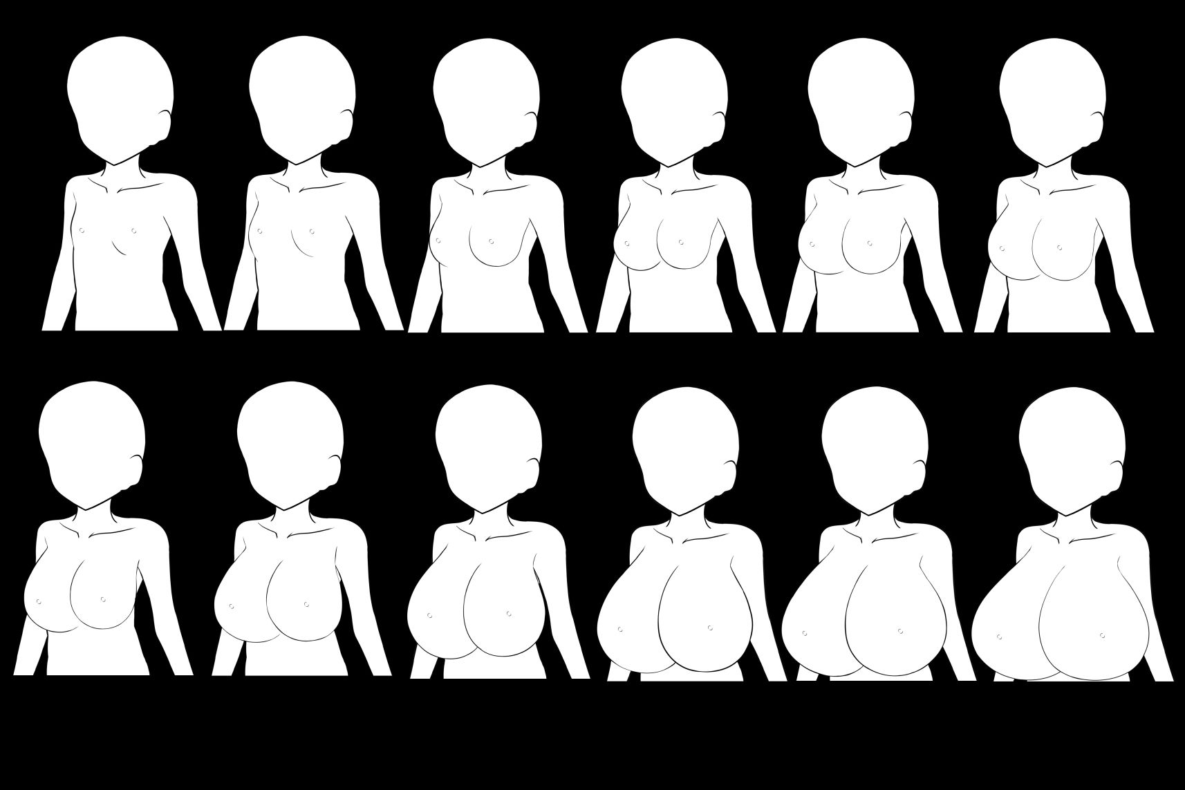 おっぱいの大きさが違うポーズ素体素材