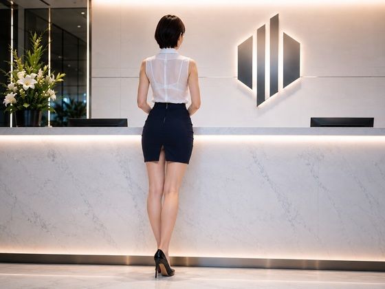 飼育された美人受付嬢の巨尻
