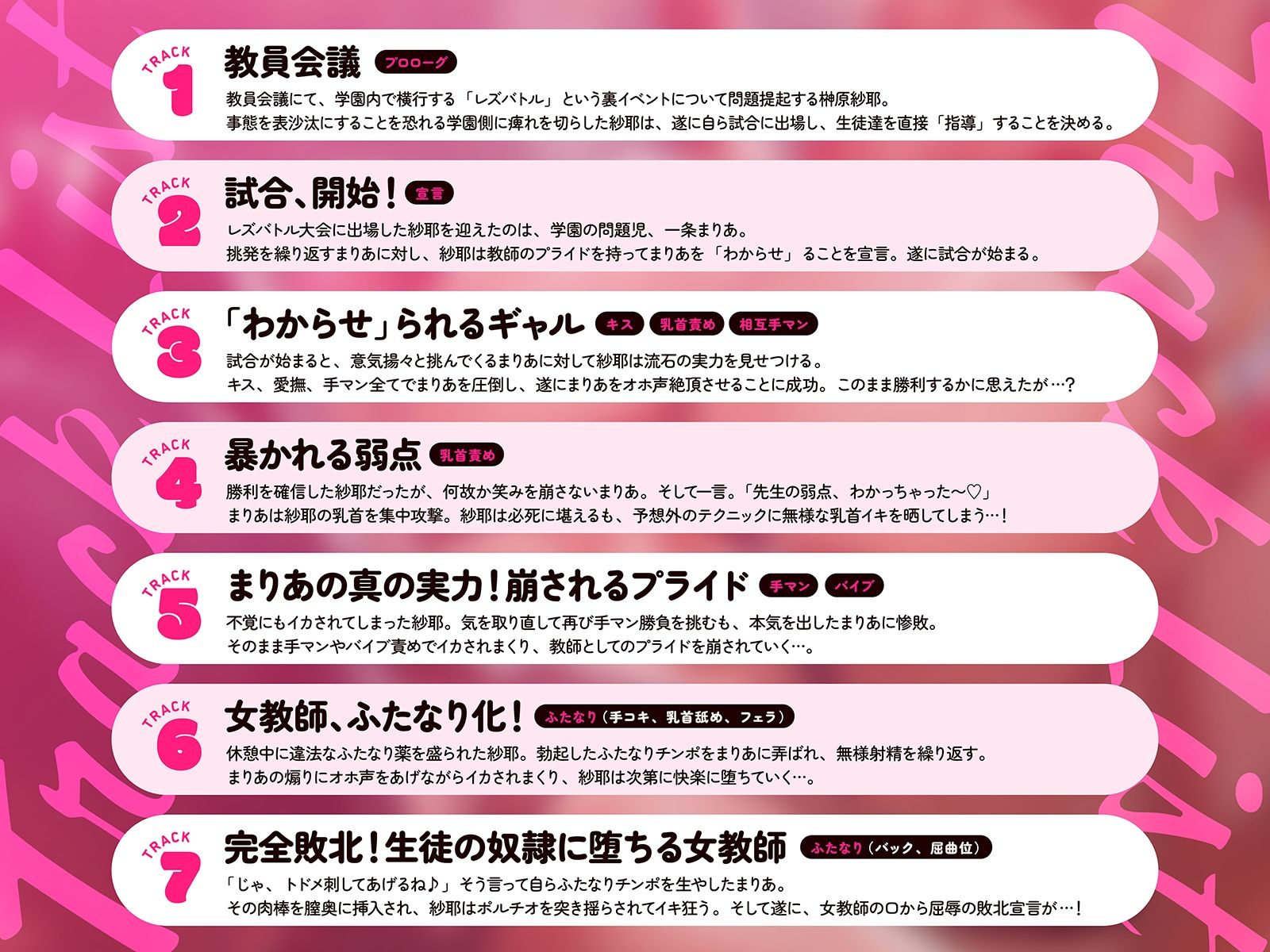 【女学園・レズバトル】女教師vs不良ギャル〜厳格な女教師の暴かれる弱点、崩されるプライド〜【KU100】
