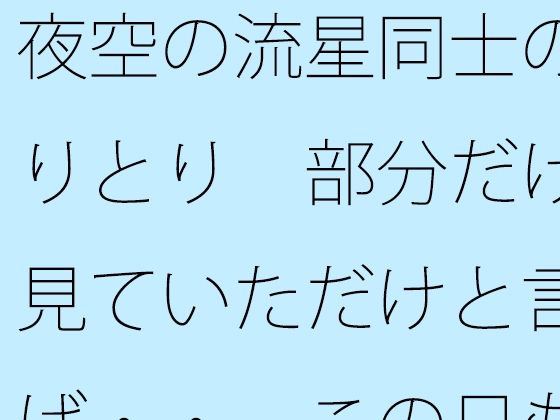 夜空の流星同士のやりとり 部分だけを見ていただけと言えば・・ この日もポケットに携えて