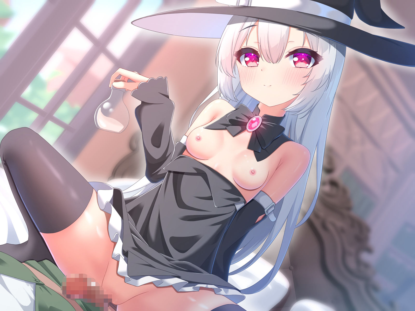ロリ魔術師の実験で、媚薬を飲まされて搾精されるお話