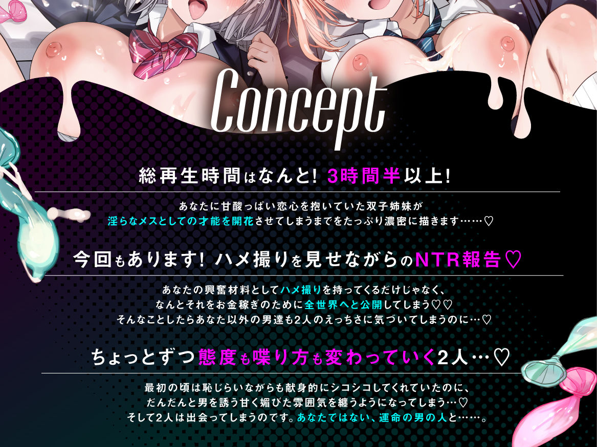 【総再生時間3時間半以上！】双子姉妹のNTR報告 両片想いだった俺の天使達はイケメン裏垢男子の赤ちゃんを孕む