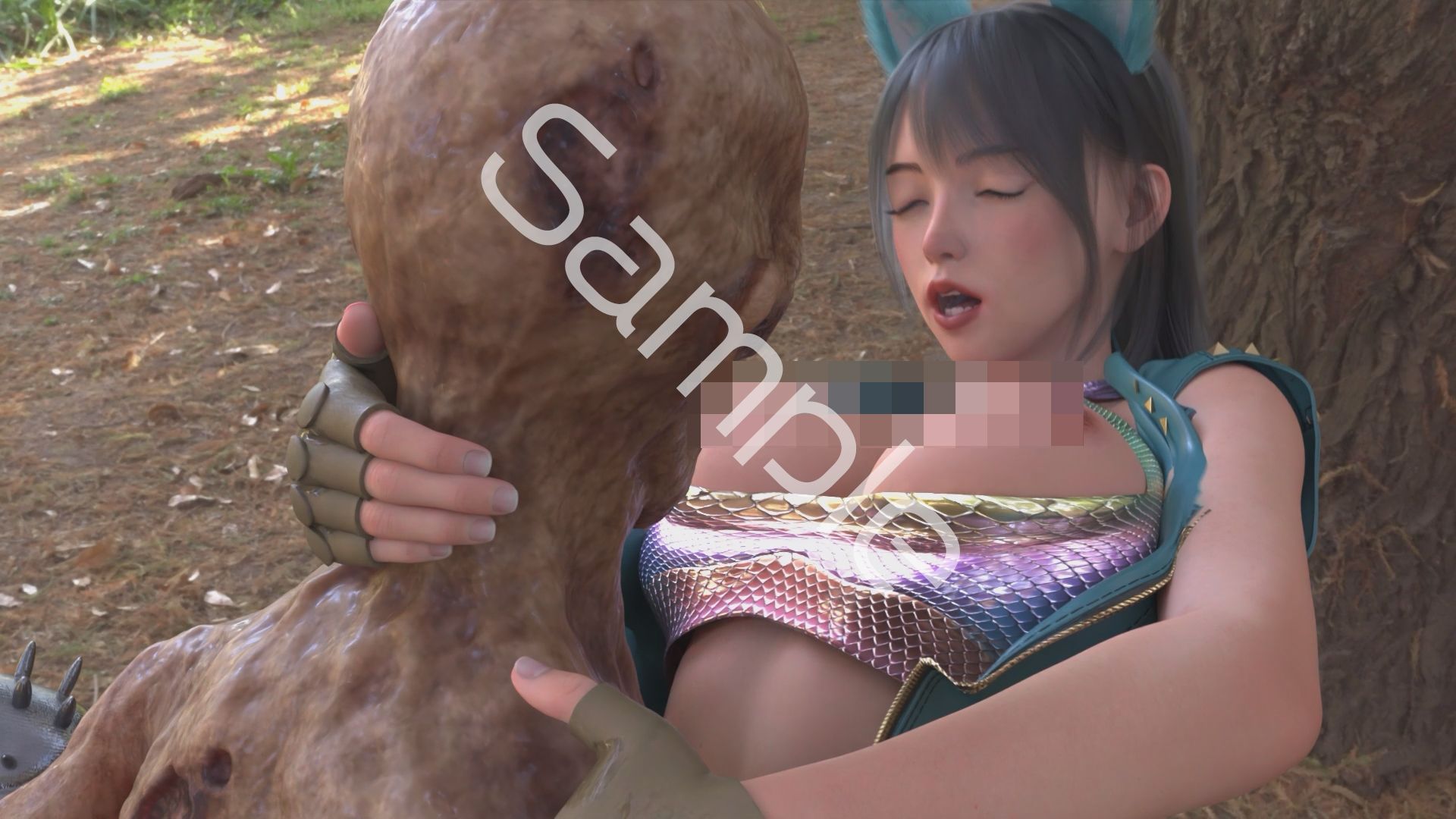 【△100】沙耶が主人公のMMORPG『編隊コレクション:Re』ゲーム動画（Vol.46:ゾンビの集団によるレ○プ被害に遭ってしまう:「片脚上げファックSEX」でおっぱい丸出し）