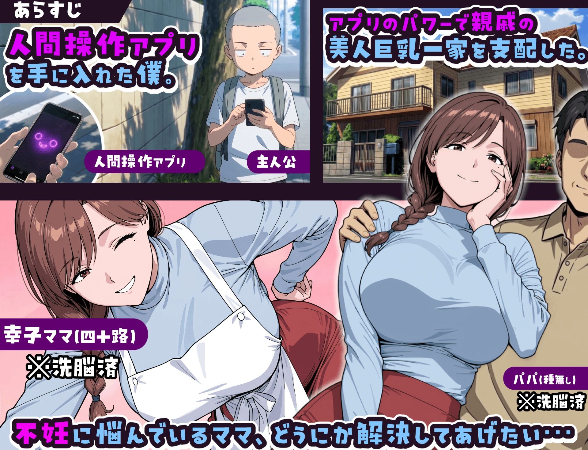 人間操作アプリで巨乳ママと子作りする話