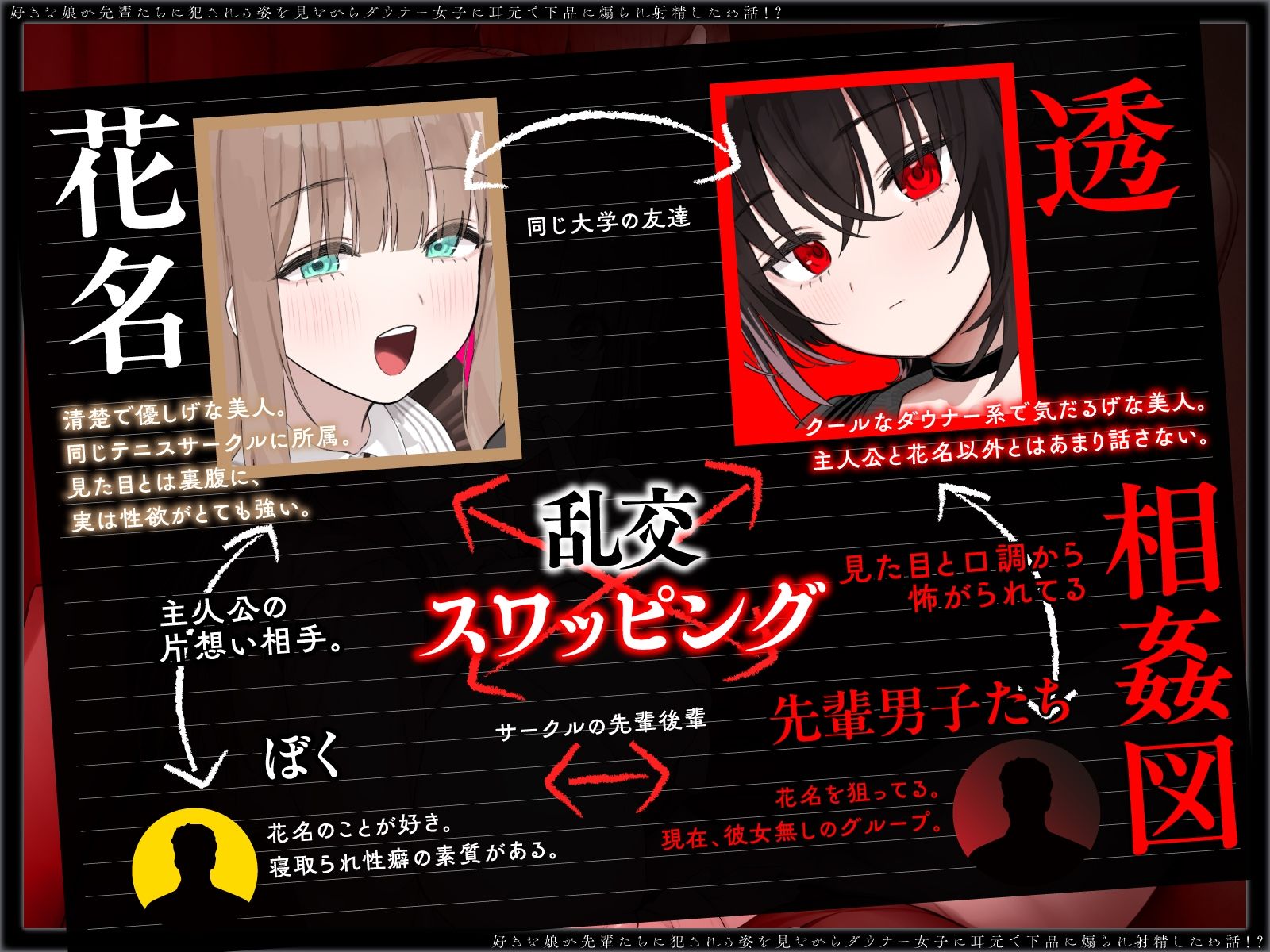 c【NTRヤリサー合宿×スワップ】好きな娘が先輩たちに犯●れる姿を見ながらダウナー女子に耳元で下品に煽られ射精したお話!?【淫語?囁き?背徳感?】【NTRヤリサー合宿×スワップ】好きな娘が先輩たちに犯●れる姿を見ながらダウナー女子に耳元で下品に煽られ射精したお話!?【淫語?囁き?背徳感?】【NTRヤリサー合宿×スワップ】好きな娘が先輩たちに犯●れる姿を見ながらダウナー女子に耳元で下品に煽られ射精したお話!?【淫語?囁き?背徳感?】【NTRヤリサー合宿×スワップ】好きな娘が先輩たちに犯●れる姿を見ながらダウ