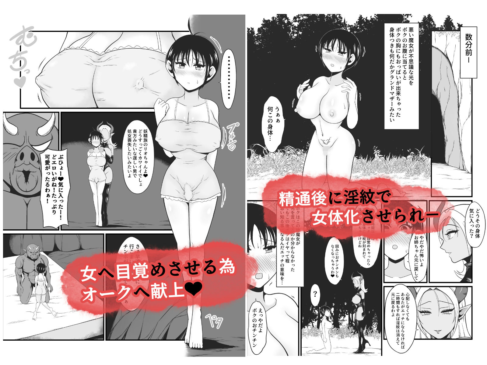 【TS悪堕ち】妖精のボクがオークのデカマラチンポに敗けてエッチな淫魔娘になっちゃうお話