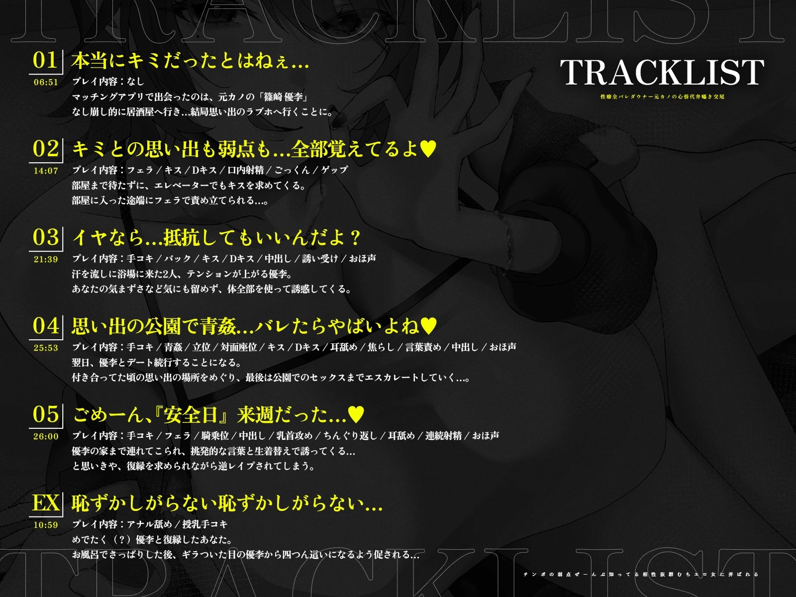 【心情代弁/差分イラスト】性癖全バレダウナー元カノの心情代弁囁き交尾〜チンポの弱点ぜーんぶ知ってる相性抜群むちエロ女に弄ばれる〜【KU100】
