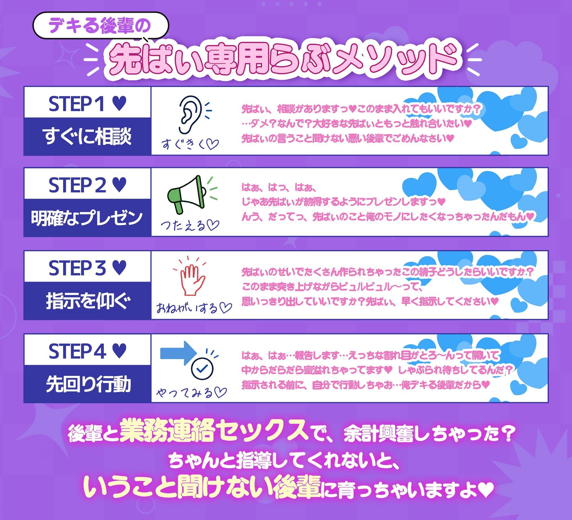 『俺、デキる後輩だから』あなたのことが大大大大大好きな後輩くんと感度ぎゅんぎゅん目隠しプレイで報連相徹底の業務連絡セックス