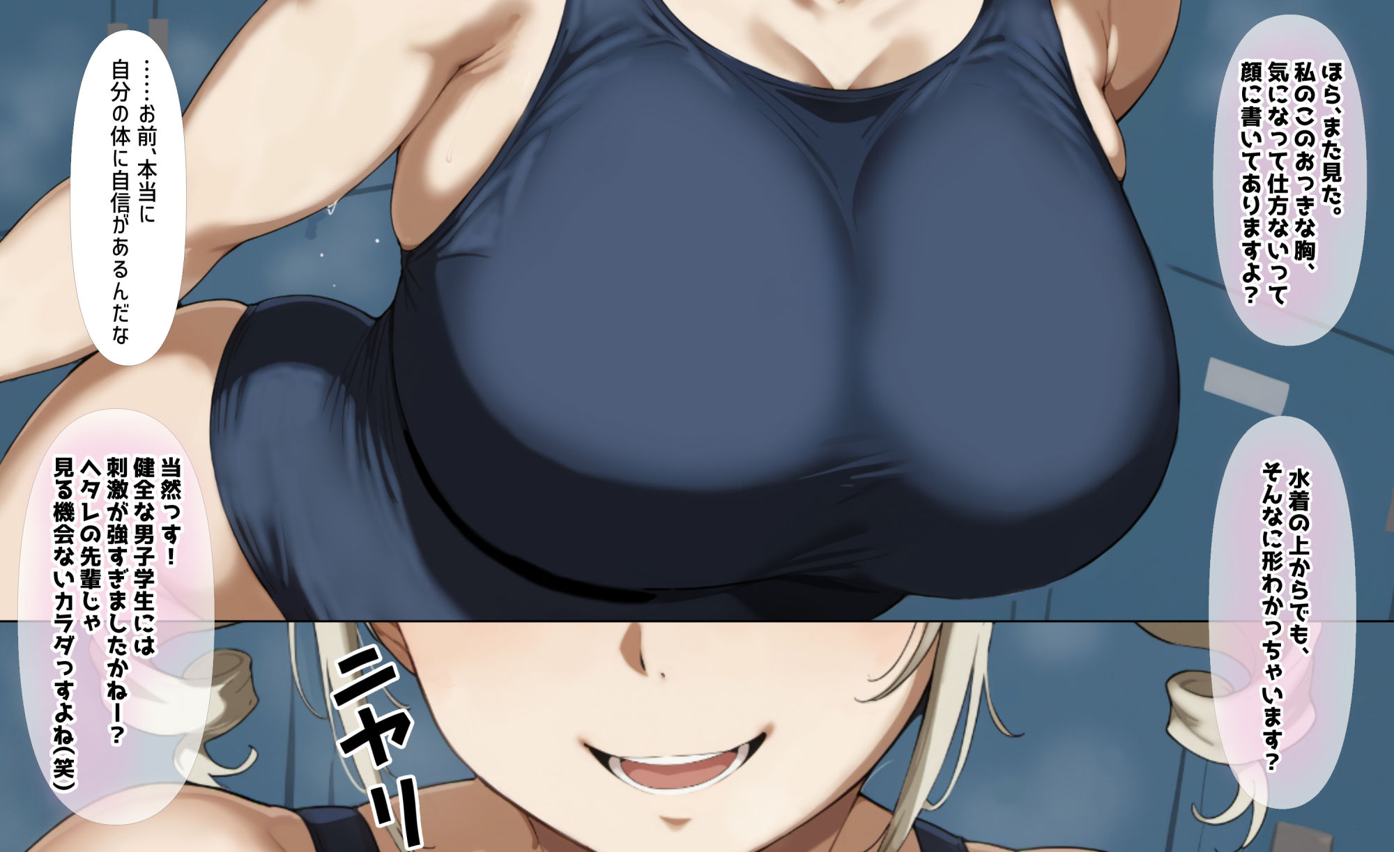 爆乳デカ尻の水泳部の生意気な後輩の弱みを握って性教育