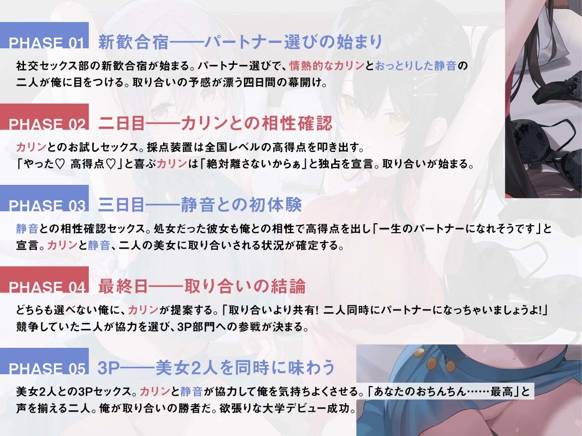社交セックス部〜パートナー選びの新歓合宿で美女2人に取り合いされる〜