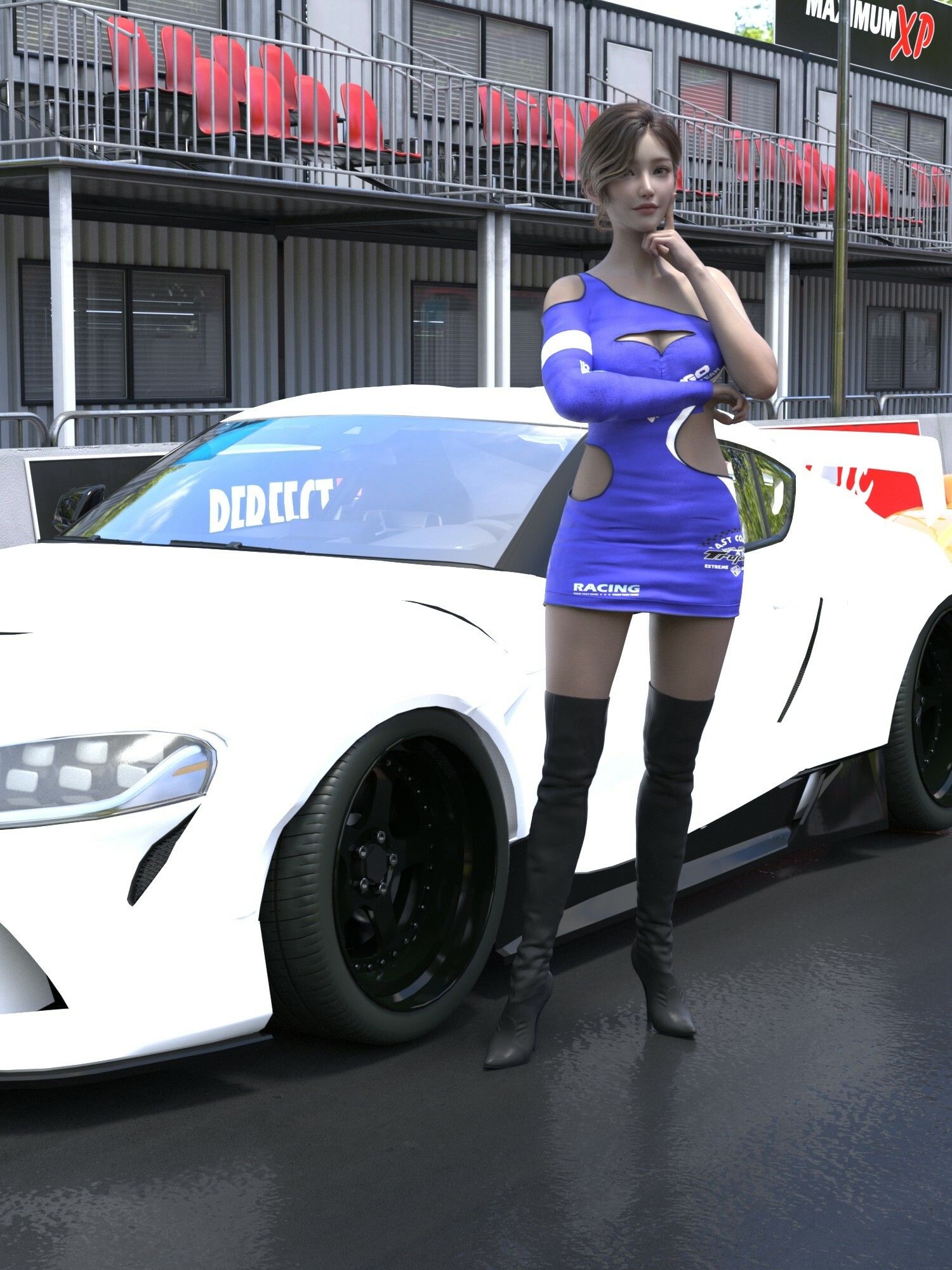 1週間の便秘を全部出しちゃうレースクイーンコスプレ女子大生