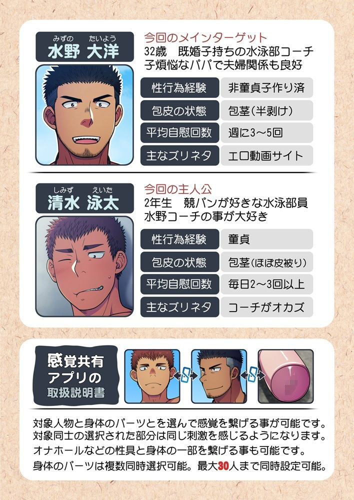 性感Link〜感覚共有アプリで水泳部のコーチと俺の♂♂な部分を繋いで刺激してみた。